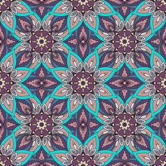 Ornate floral seamless texture, endless pattern with vintage mandala elements.