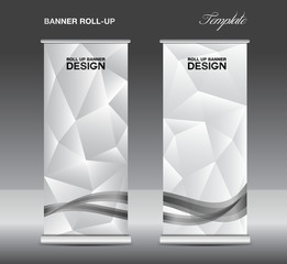 White Roll up banner template vector, roll up stand, banner desi