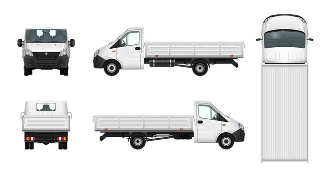 Pickup truck vector illustration. Delivery cargo car template on