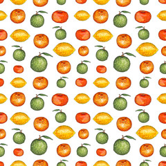 Watercolor Bright Fresh Citrus Seamless Repeat Pattern