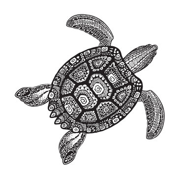 Turtle ethnic tribal style decorative ornament. Vector illustration