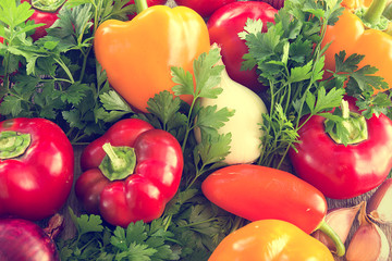 Healthy eating. Fresh vegetables on old wooden surface