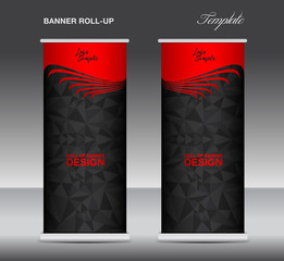 Red and black Roll up banner template vector, banner design, sta
