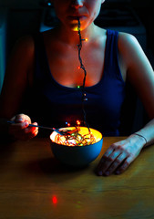 Girl and Christmas garland