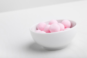 Bowl Sweets, White Bowl Candy, Sweets White Background, Medicament on Edge, Clean Bonbon, Medicaments, Sweet Delight