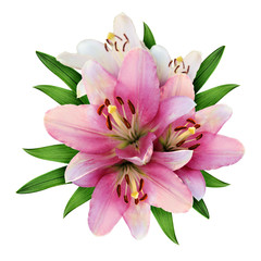 Pink lily flowers bouquet