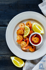 Roasted prawns with sauce