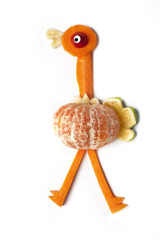 Food art creative concepts. Animals made of many fruits over white background