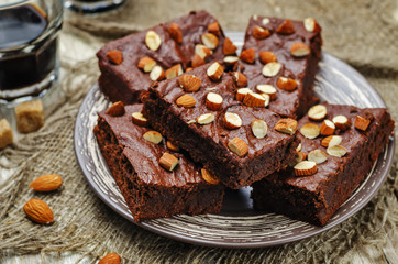 Almond butter brownies dates with almonds