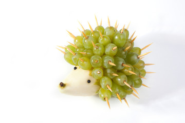 Food art creative concepts. Animals made of many fruits over white background