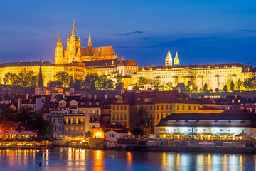 Fototapeta na wymiar River Vltava at night Prague Czech Republic