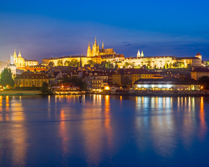 River Vltava at night Prague Czech Republic