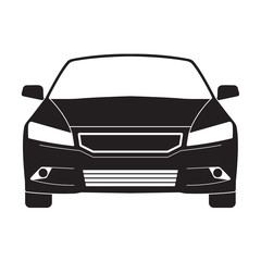 Obraz na płótnie Canvas Car outline icon. Vector black vehicle silhouette isolated on white background. Front view.