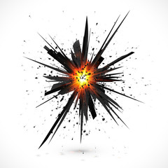 Black isolated vector explosion with blocks and particles