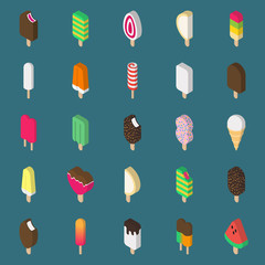 Ice cream isometric icon on dark background