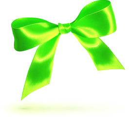 Green vector silky bow isolated on white background