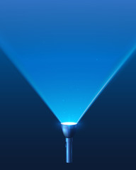 Blue shining flashlight triangular light vector background - obrazy, fototapety, plakaty