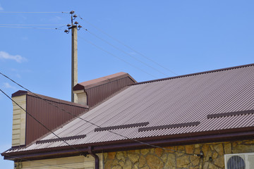 The roof of corrugated sheet