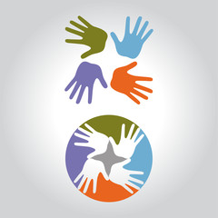 Obraz premium hand logo, icon and symbol vector illustration