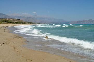 Coastline on the sea beach on the Crete Island