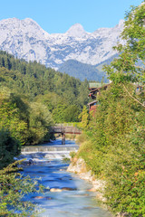 creek with waterfall in Ramsau Bavaria, long time exposure