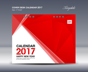 Red Cover Desk Calendar 2017 Design polygon background template