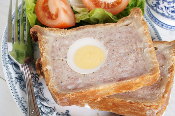 Gala Pie a traditional pork and chicken pie with a hard boiled egg in the centre