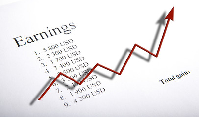 table with earnings with digits and diagram
