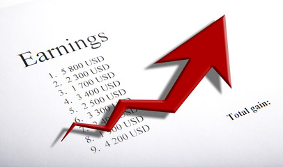 table with earnings with digits and diagram