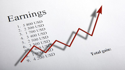 table with earnings with digits and diagram