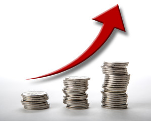 stacks of coins with diagram