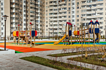 Modern kids playground in the house yard