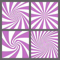 Retro spiral ray and starburst background set