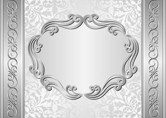 silver background with antique frame