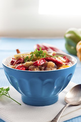 Colorful vegetable stew in a bowl
