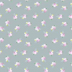 Seamless floral pattern with little red roses