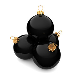 3D rendering Black Christmas ball