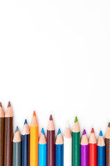 Colouring pencils isolated on white background