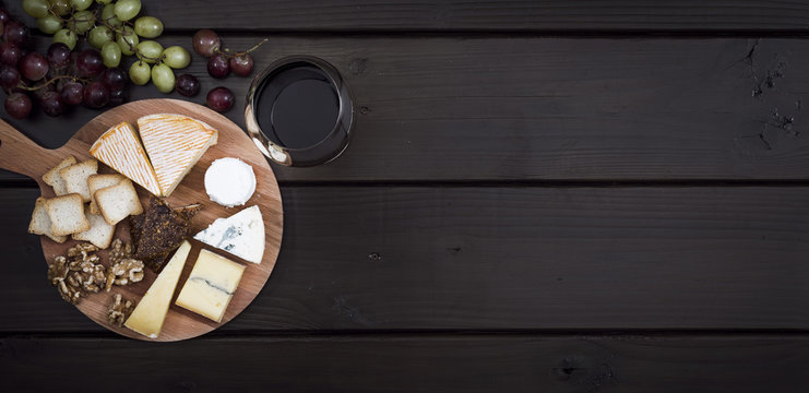 Cheese platter with wine