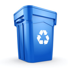 3D rendering Blue Recycling Bin