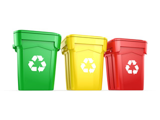 3D rendering Multicolor Recycling Bins