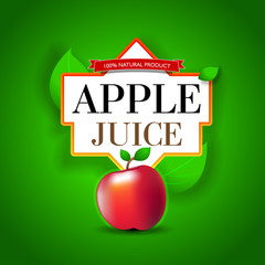 Apple Juice label design. Bright Apple juice poster template. Isolated vector illustration.