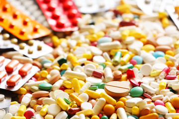 A lot of colorful medicine and pills