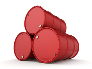 3D rendering red barrels