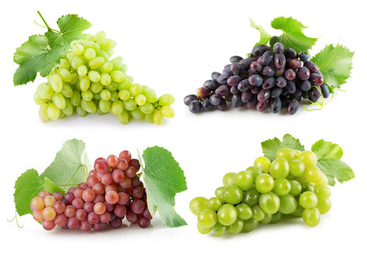 collection of grapes isolated on the white background