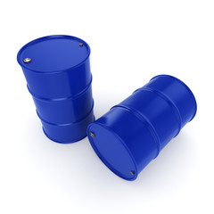 3D rendering blue barrels