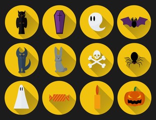 Set of vector flat design Halloween icons.
