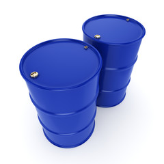 3D rendering blue barrels