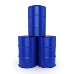 3D rendering blue barrels