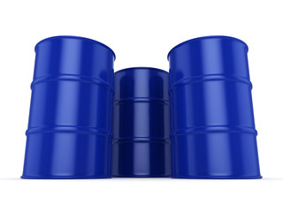 3D rendering blue barrels